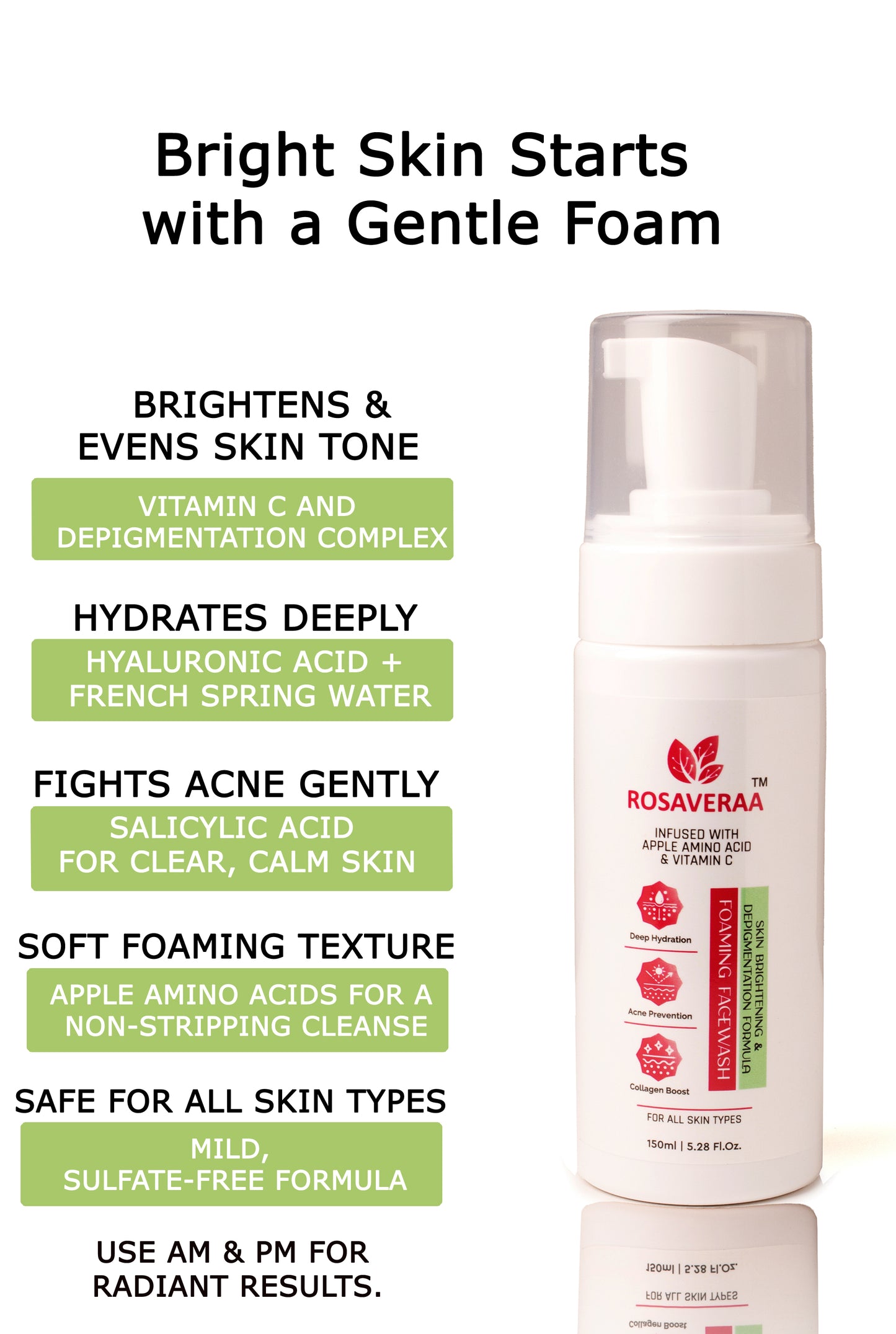Face Cleansing Foam Facewash for Skin Brighting & Depigmentation | 150 ml