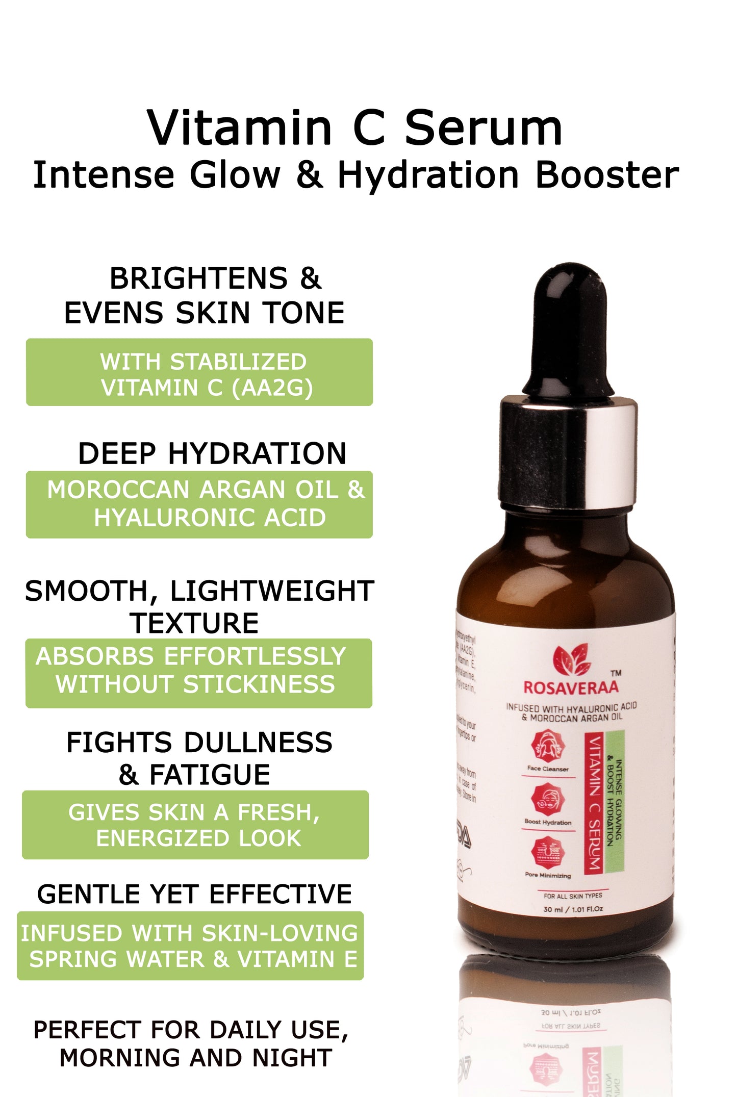 20% Vitamin C Face Serum | All Skin Types| Brightening & Hydration Booster Formula for Unisex, 30ml
