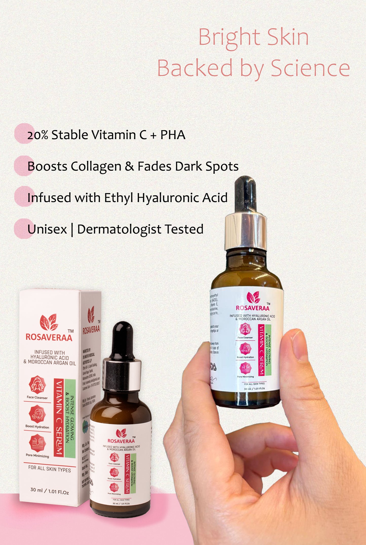20% Vitamin C Face Serum | All Skin Types| Brightening & Hydration Booster Formula for Unisex, 30ml