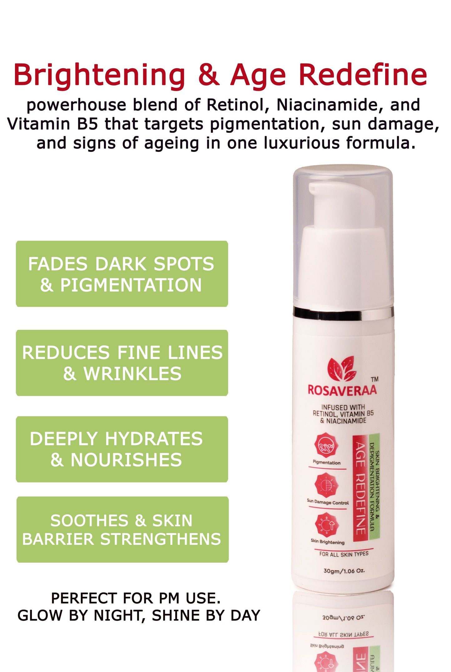 Anti Ageing Cream for Wrinkles & Fine Lines Infused with Retinol, Vit-B5 & Niacinamide, 30gm