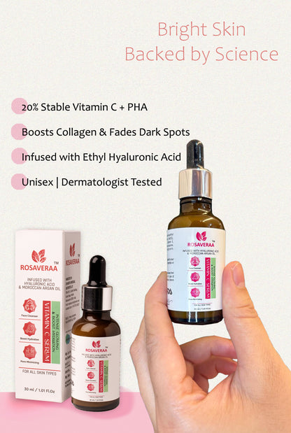 20% Vitamin C Face Serum | All Skin Types| Brightening & Hydration Booster Formula for Unisex, 30ml