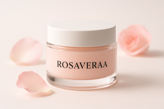 generate dummy product image for skincare brand with brand name ROSAVERAA until we upload real one
