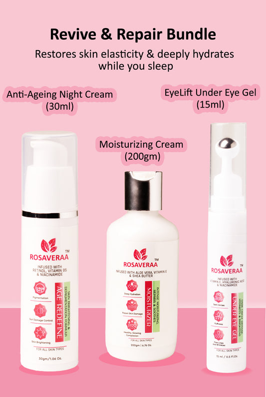Revive & Repair Bundle (Anti-Ageing Night Cream + EyeLift Under Eye Gel + Moisturizing Cream)